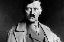 black and white portrait of Adolf Hitler.